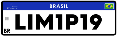 Placa no Padrão Mercosul para Veículos Particulares.